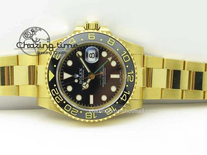 MiroTime 0116 RelaxedFit GMT-Master II 116718 LN Bp-Maker Best Edition YG Wrapped Bezel Black Dial On YG Bracelet ETA 3988